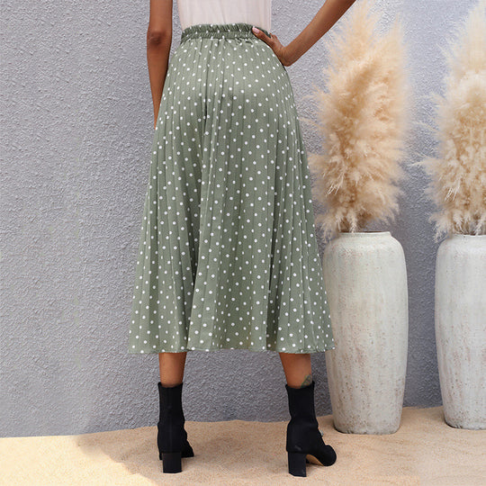 Damen asymmetrischer Maxirock mit Punkten und elegantem Schlitz R&B