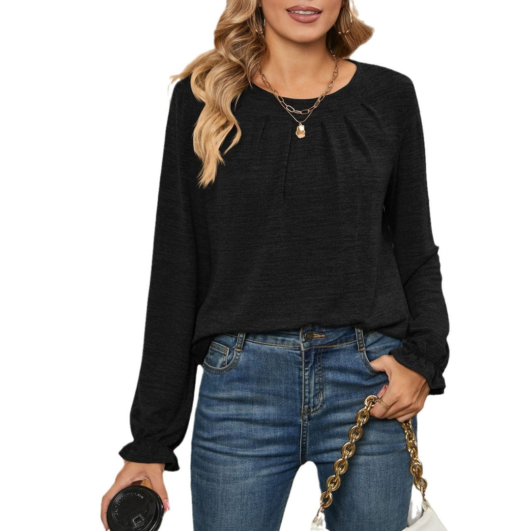 Damen Langarmshirt mit dekorativen Falten R&B