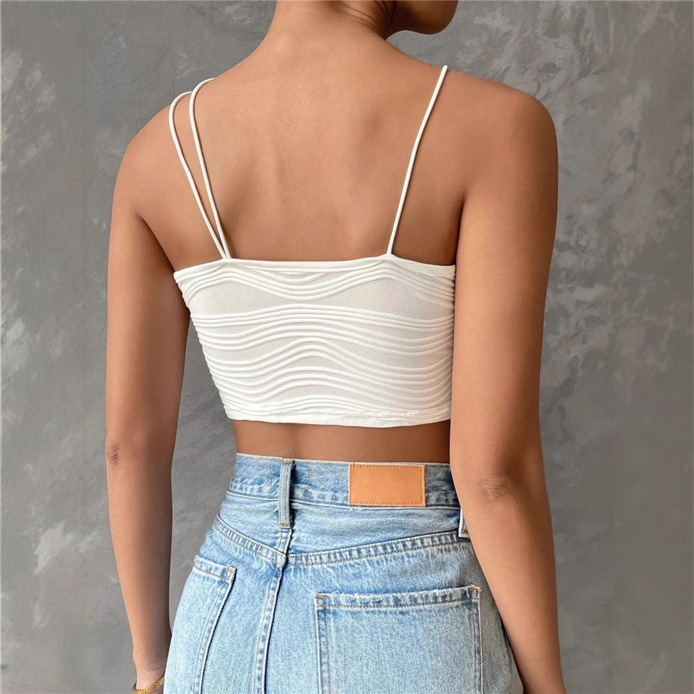 Damen lässiges Crop-Top mit schulterfreiem Design und feinem Rippmuster R&B