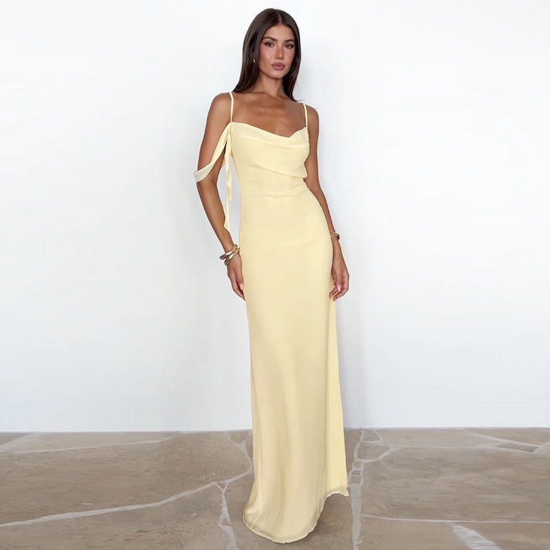 Damen Maxikleid mit verführerischem Schnitt und raffinierten Rüschendetails R&B