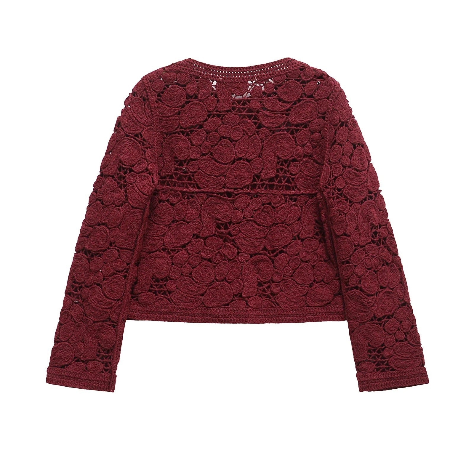 Damen Strickjacke Aus Feiner Spitze mit Dekorativen Knopfdetails und Eleganter Silhouette R&B