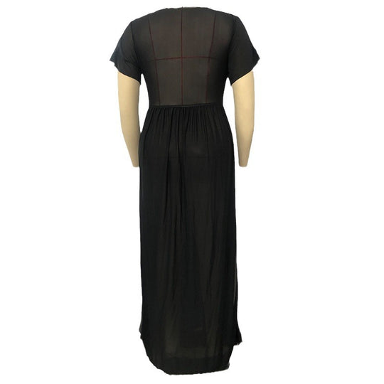 Damen Maxikleid mit V-Ausschnitt und fließender Silhouette R&B