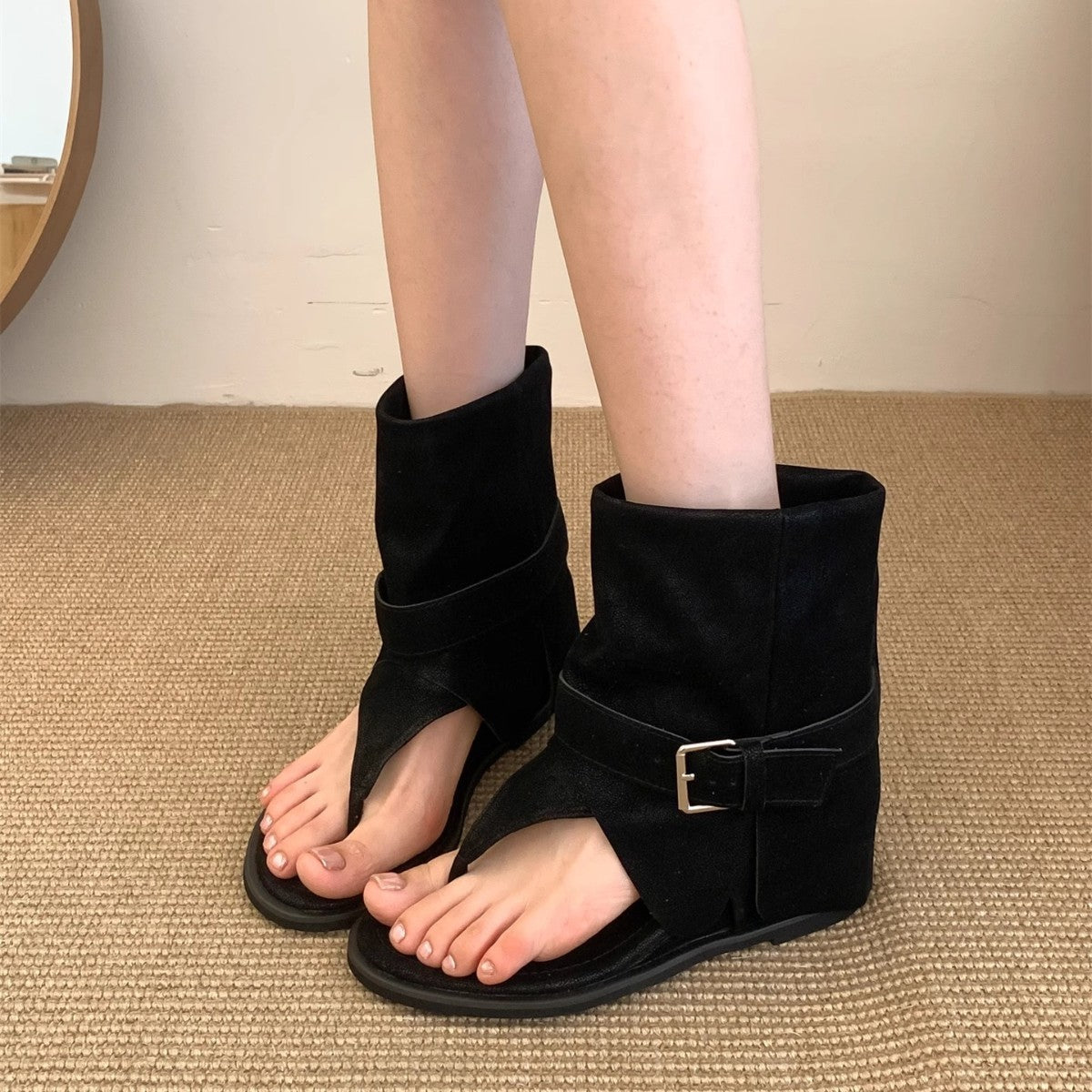 Damen Offene Stiefel mit verstellbarem Riemen und ergonomischer Sohle R&B