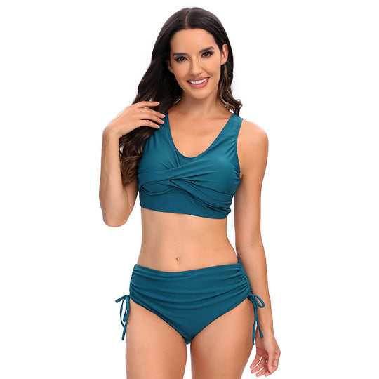 Damen Bikini-Set mit schickem Wickeloberteil und hoch taillierten Höschen R&B