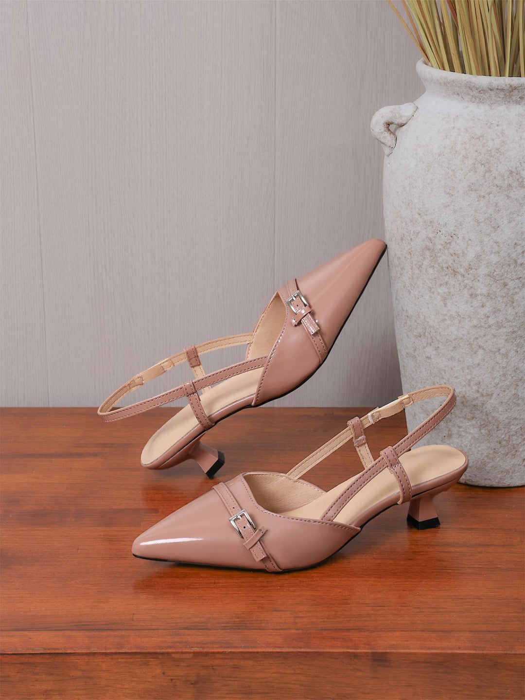 Damen Slingback High-Heel Sandalen mit elegantem Spitzendesign R&B