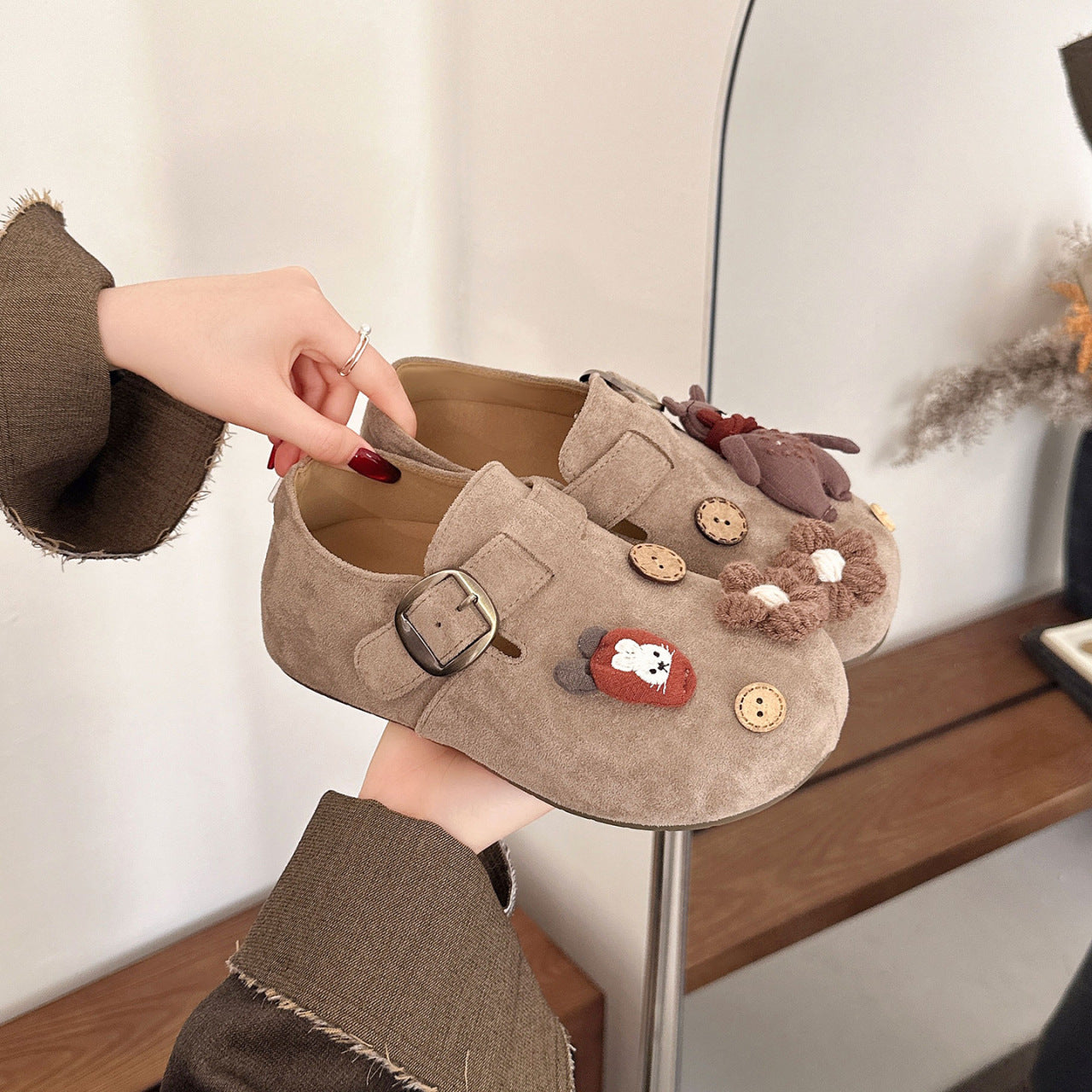 Damen Plüschige Clogs mit verspieltem Tierdesign R&B