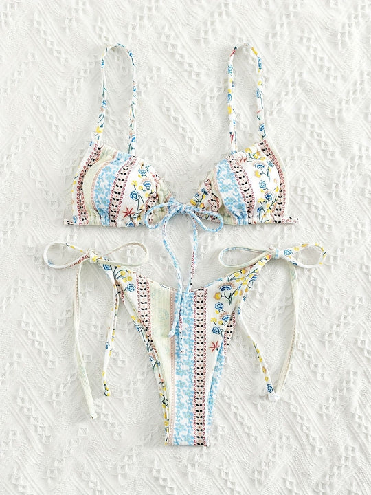 Damen Triangel-Bikini mit verspieltem Design und verstellbaren Trägern R&B