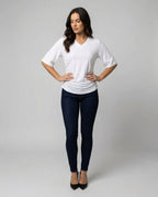 Locker geschnittenes Damen V-Neck T-Shirt Sommer Übergröße Bequem Soft