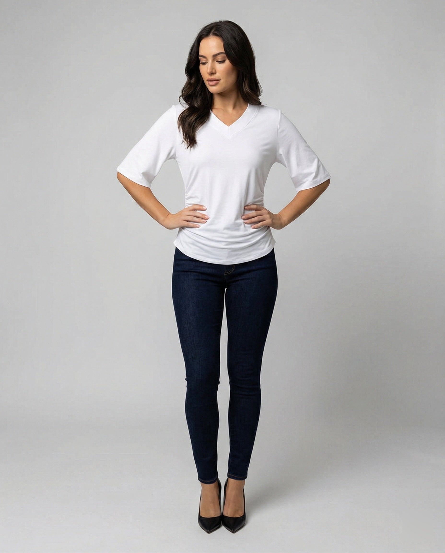 Locker geschnittenes Damen V-Neck T-Shirt Sommer Übergröße Bequem Soft