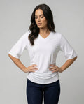 Locker geschnittenes Damen V-Neck T-Shirt Sommer Übergröße Bequem Soft