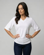 Locker geschnittenes Damen V-Neck T-Shirt Sommer Übergröße Bequem Soft