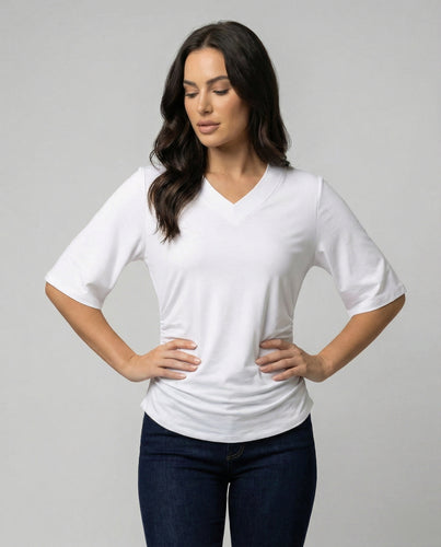 Locker geschnittenes Damen V-Neck T-Shirt Sommer Übergröße Bequem Soft