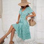 Damen Midi-Kleid mit Flügelärmeln und Knopfleiste R&B