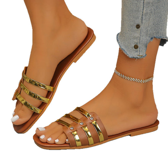 Damen Elegante Riemchen-Sandalen mit glamourösen Metallakzenten R&B