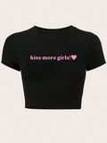 Damen Crop-Top mit auffälligem Schriftzug R&B