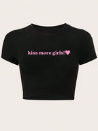 Damen Crop-Top mit auffälligem Schriftzug R&B