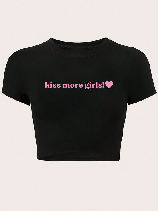 Damen Crop-Top mit auffälligem Schriftzug R&B