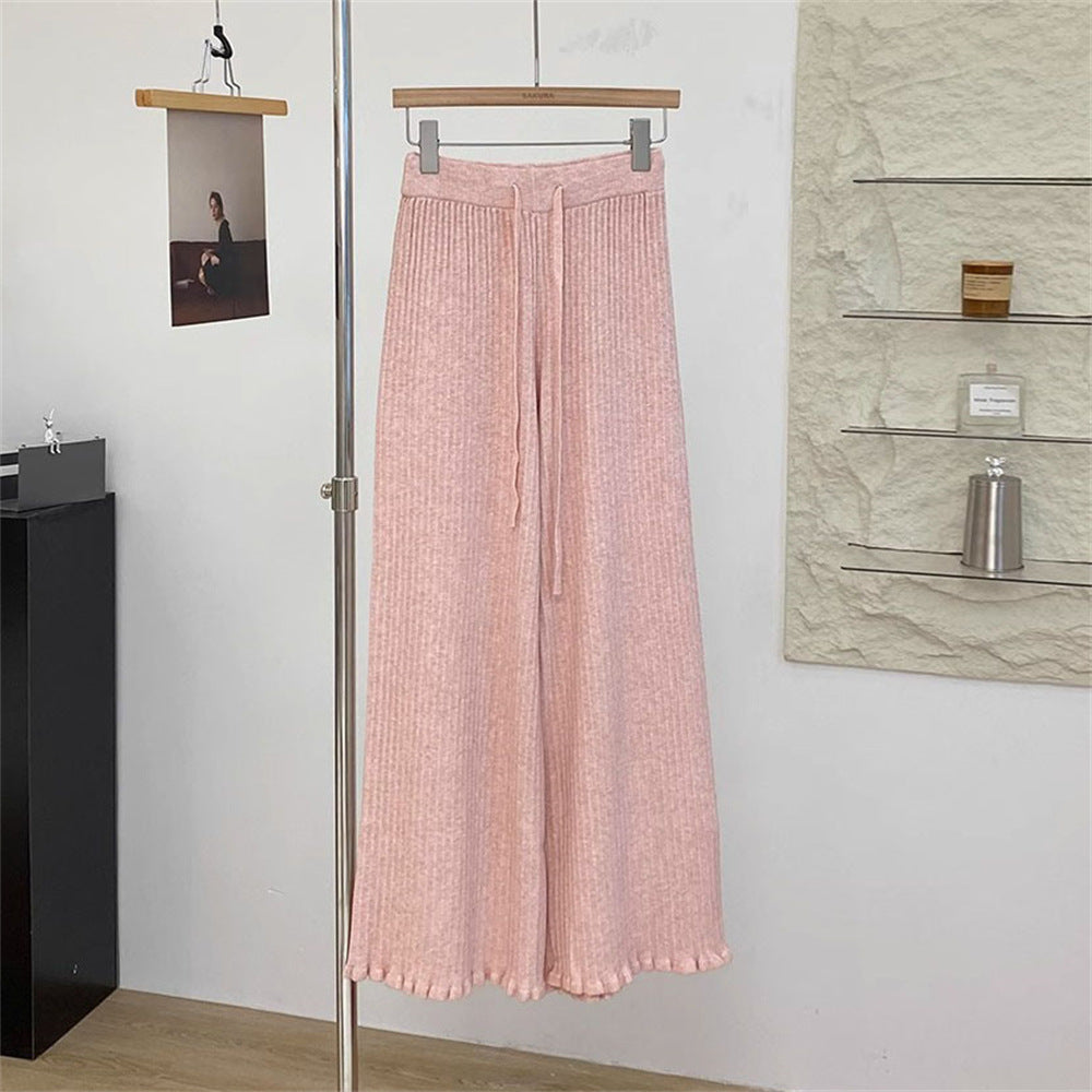 Damen Fließende Strickhose mit weichem Material und elegantem Saum R&B