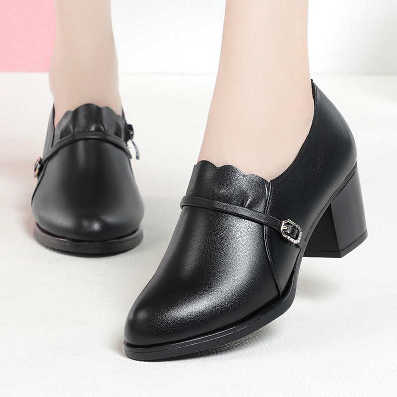 Damen Elegante Pumps mit modischem Riemen und klassischem Blockabsatz R&B