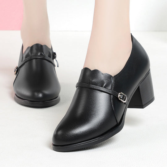 Damen Elegante Pumps mit modischem Riemen und klassischem Blockabsatz R&B