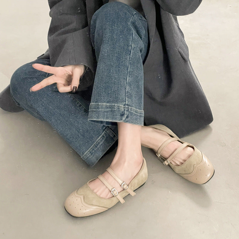Damen Ballerinas mit doppeltem Riemen und elegantem Design R&B