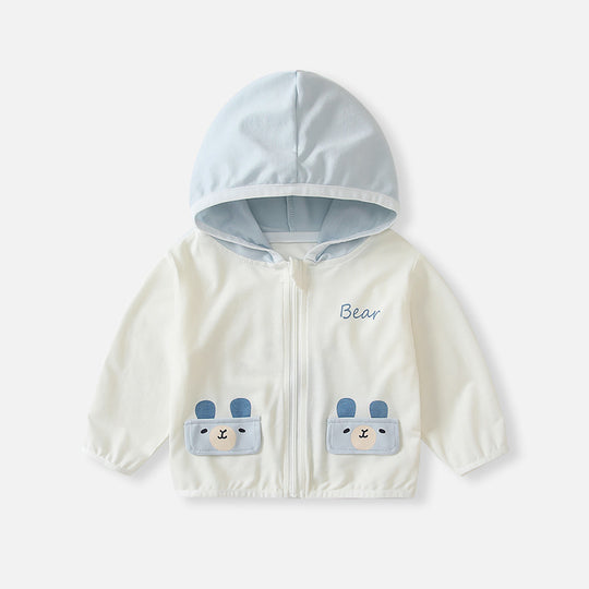 Unisex nan leichte Kapuzen-Sonnenschutz-Windjacke mit elastischen Bündchen R&B
