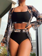 Damen Bikiniset mit elegantem floralem Cover-Up R&B