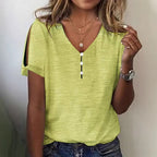 Damen Glitzernde V-Pullover Bluse