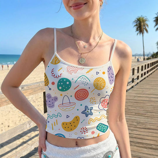 Damen Crop-Top mit kreativem Grafikdruck R&B