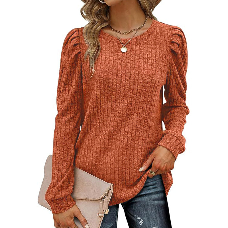 Damen stilvolles Pullover mit gerafften Ärmeln R&B