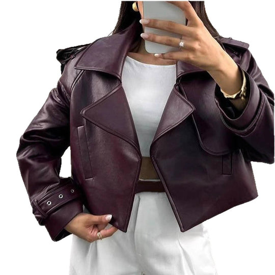 Damen Kunstlederjacke mit modischem Schnitt und praktischen Details R&B
