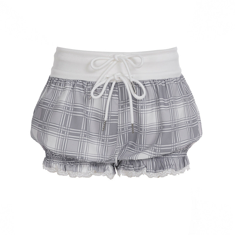 Damen Schlafshorts mit elastischem Bund und dekorativem Kordelzug R&B