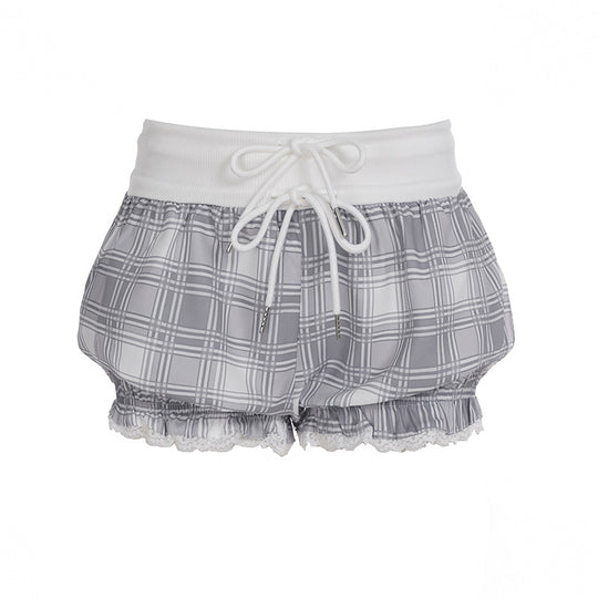 Damen Schlafshorts mit elastischem Bund und dekorativem Kordelzug R&B