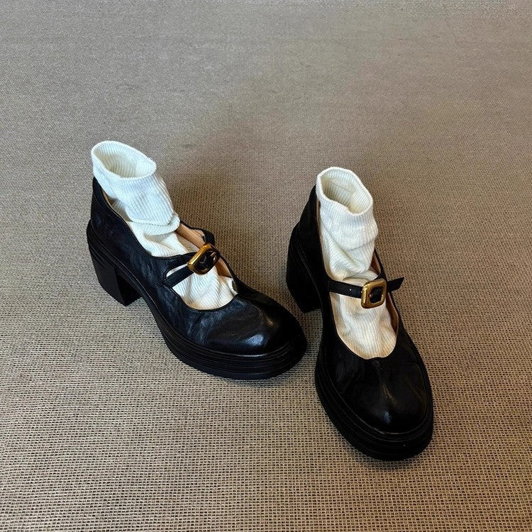 Damen elegante Ballerina-Pumps mit verstellbarem Riemchen und stabiler Absatzhöhe R&B