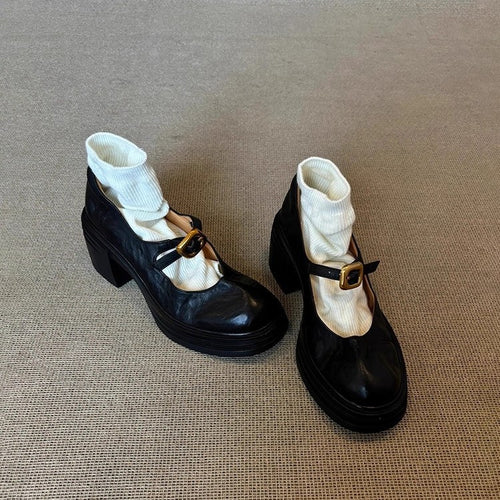 Damen elegante Ballerina-Pumps mit verstellbarem Riemchen und stabiler Absatzhöhe R&B