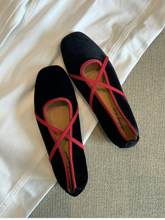 Damen elegante Ballerinas mit gekreuztem Riemchen-Design R&B