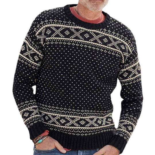 Herren Gemusterter Pullover mit klassischem Norweger-Muster R&B