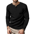 Herren Langarm Henley-Oberteil mit strukturierter Oberfläche R&B