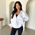 Damen lässiger Zip-Hoodie mit praktischen Taschen und elastischen Bündchen