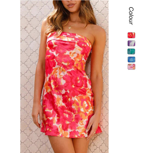 Damen Bandeau-Kleid mit floralen Akzenten und tailliertem Schnitt R&B