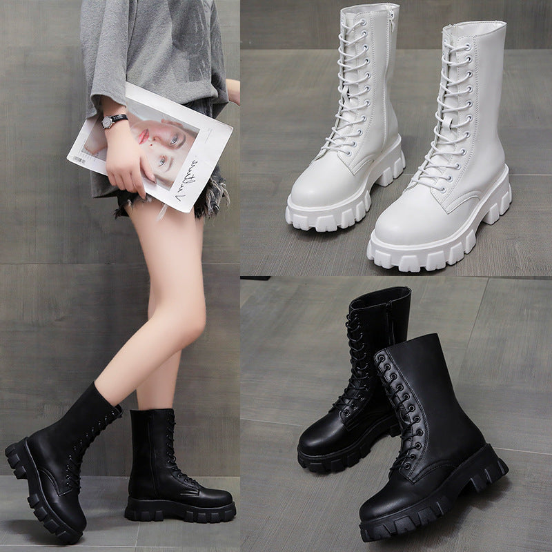 Damen Combat Boots mit extrastarker Profilsohle und modischem Schnürsystem R&B