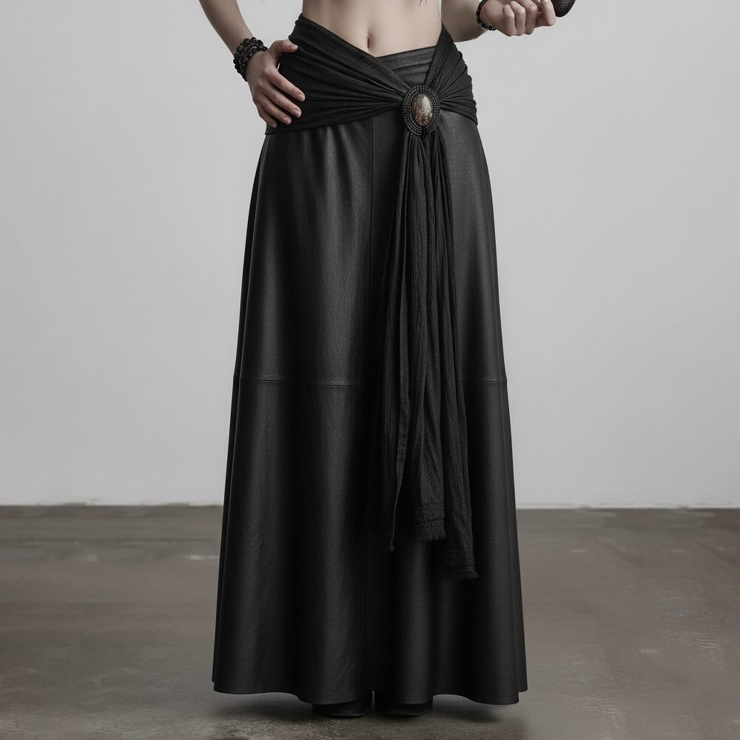 Damen eleganter Satin-Abendrock mit raffinierten Rüschen und Spitzenakzenten R&B