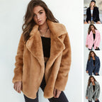 Damen Fleece-Mantel mit weitem Kragen und modischem Schnitt R&B