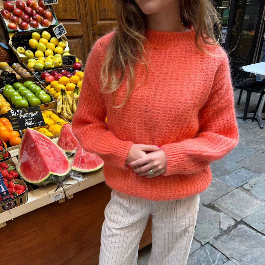 Damen Strickpullover mit trendigem Waffelmuster und lässigem Schnitt R&B