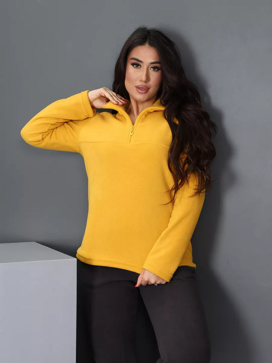 Damen Fleece-Pullover mit steigendem Kragen R&B