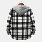 Herren Karohemdjacke mit integrierter Kapuze und modischem Design