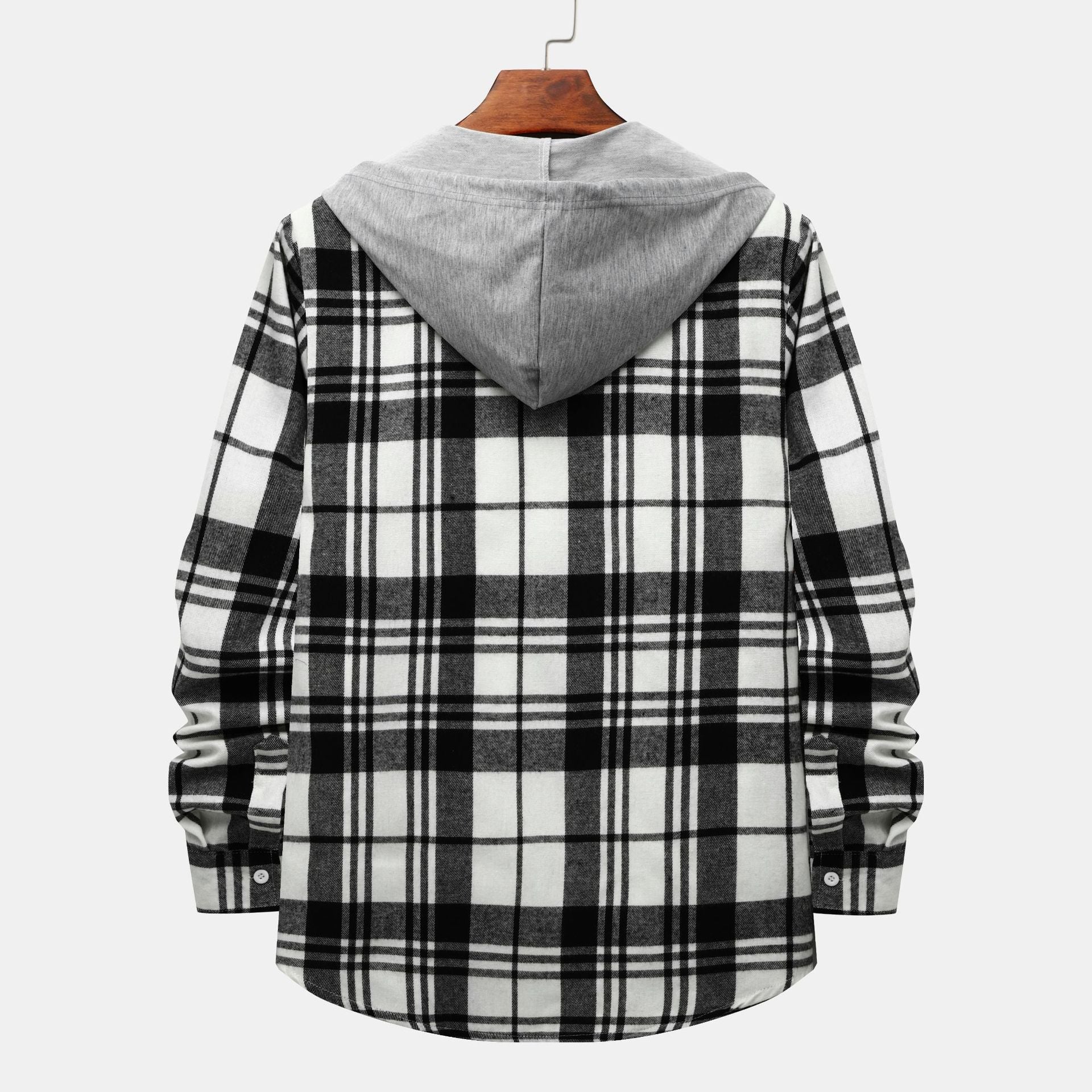 Herren Karohemdjacke mit integrierter Kapuze und modischem Design