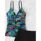 Damen Badeanzug-Set mit floralem Design und hohem Beinausschnitt R&B