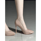 Damen spitze High Heel Pumps mit schimmerndem Lackfinish R&B