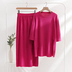 Damen stilvolles Strickset mit lässigem Schnitt und seitlichem Schlitz R&B
